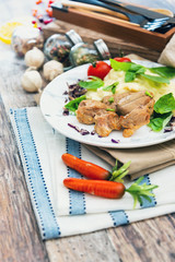 potato puree, pork cuff filet and cepes sauce