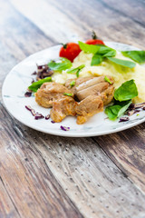 potato puree, pork cuff filet and cepes sauce
