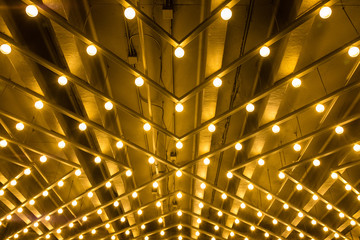 Abstract lighting design and detail. Round light bulb patterned design. Minimal exterior interior architectural design.  - 260772495