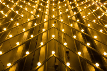 Abstract lighting design and detail. Round light bulb patterned design. Minimal exterior interior architectural design. 