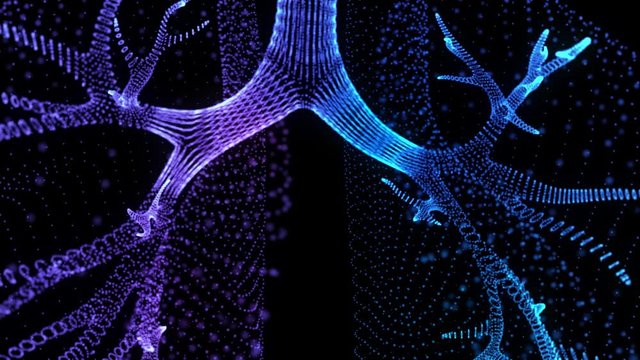 Rotating 360 degree of human lungs. Glowing blue light particles point of human lungs model. Seamless looping motion animated neurons in 3d virtual space.