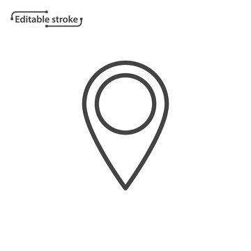 Location Pin, Map Pointer Vector Icon. Editable Stroke. 