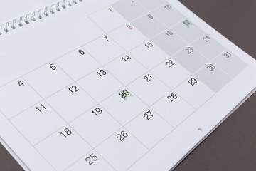 calendar on gray paper background