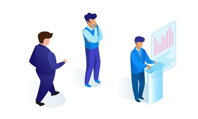 Men in Business Suits Work Together Project Flat.