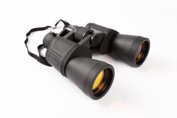 Black binoculars isolated on white background