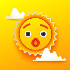 Surprised shinny sun with clouds