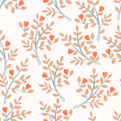 Fototapeta na wymiar Modern seamless pattern with leaves elements. Autumn pattern design. Good for printing, fabric, textile