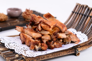 grilled pork meat and vegetables