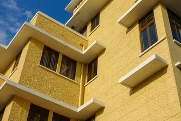 close up modern building and sky