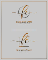 Initial F C FC handwriting logo vector. Letter handwritten logo template.