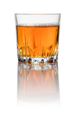 A glass with iced tea on a white background