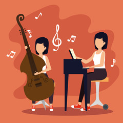 women play instrument to jazz festival