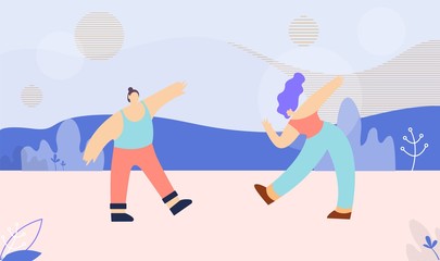 Dancing Multi Ethnic Couple Flat Banner Template