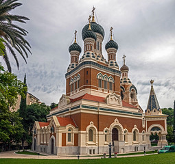 Fototapeta na wymiar St.Micolas russian orthodox church. City of Nice, southern France 