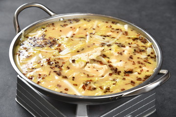 scrambled eggs in a pan