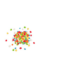 Sweet colorful sugar balls powder isolated on white background. Easter holiday design element.