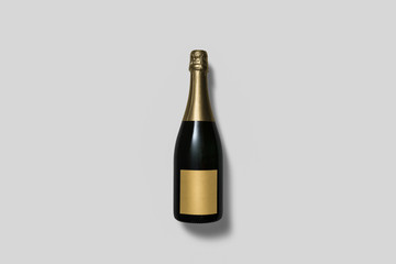 Champagne Bottle with label on white background.High resolution photo.