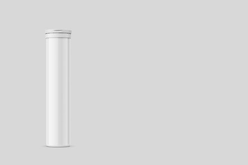 Cylindrical Fizzy Tablet Packaging isolated on a white. 3D rendering