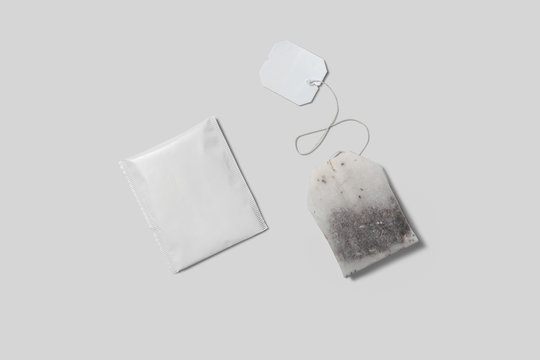 Tea Bag ,Tea Pack with label for mockup with white background.High resolution photo.