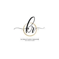 K R KR Initial letter handwriting and  signature logo.