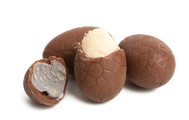 chocolate eggs isolated