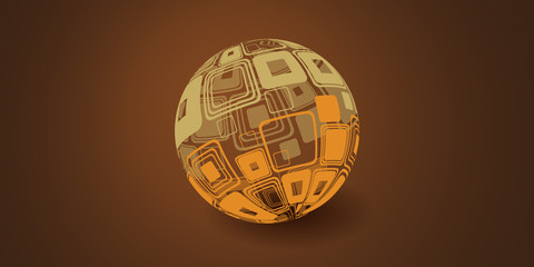 Retro Style Brown Globe Design Vector with Abstract Patterned Surface 