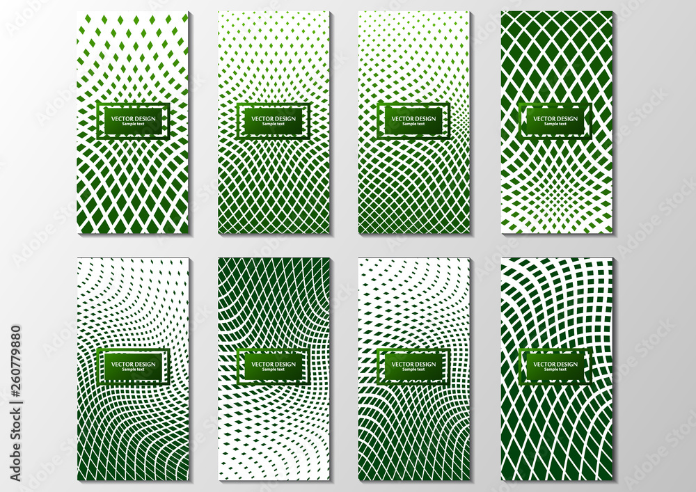Poster minimalistic set of abstract posters with halftone geometric pattern. covers template collection wit