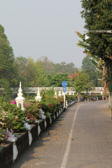 The bicycle path beside the river Wang, Lampang, Northern Thailand.