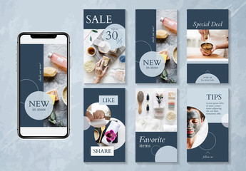 Beauty and spa social media design layout with blue accents