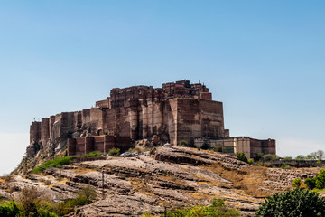 Fototapeta na wymiar A panoramic view of the Mehrangarh Fort, Jodhpur, India