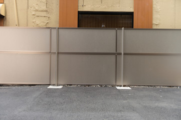 street wall background ,Industrial background, empty grunge urban street with warehouse brick wall