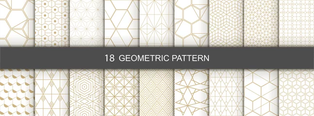 Kussenhoes Set geometrische naadloze patronen. Abstracte geometrische zeshoekige grafisch ontwerp print 3D-kubussen patroon. Naadloze geometrische kubussen patroon. © Viktoriia