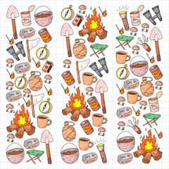 Camping vector illustration. Travel outdoor adventure
