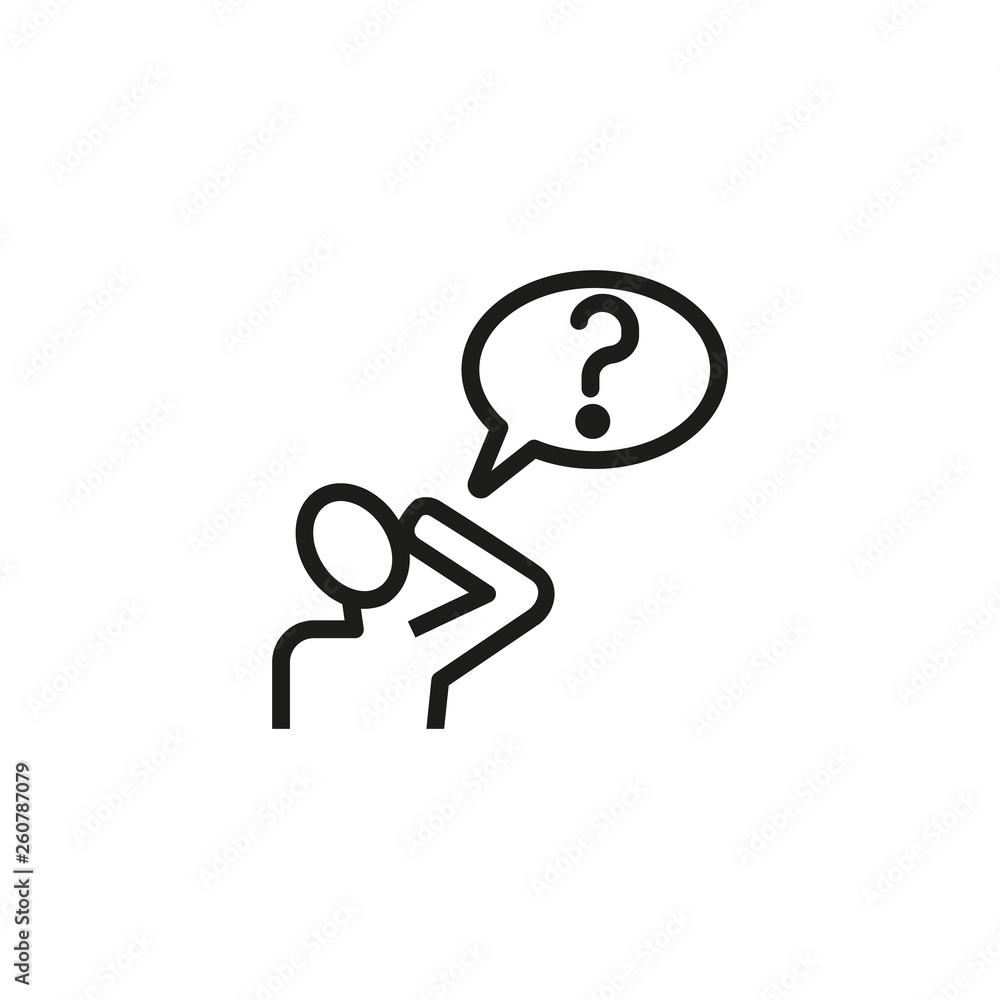 Poster man with a question mark line icon