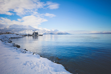 View of beautiful Ushuaia in winter.