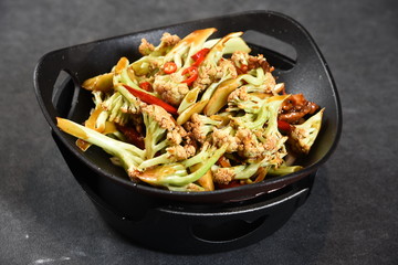 stir fried vegetables in a pan