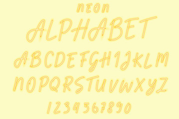 Yellow Alphabet Neon Type