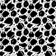 Round paint smears hand drawn seamless pattern. Vector abstract paint ink, brush texture.