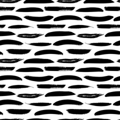 Seamless pattern with horizontal brush strokes. Vector hand drawn feathers imitation.