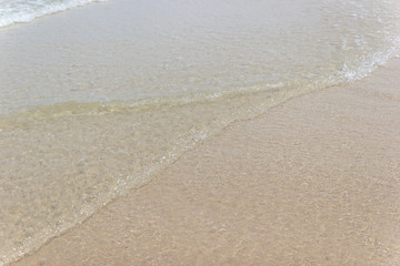 Close up detail of the sea waves washing ashore at the beach Asia Thailand