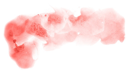 Abstract watercolor background hand-drawn on paper. Volumetric smoke elements. Red color. For design, web, card, text, decoration, surfaces.