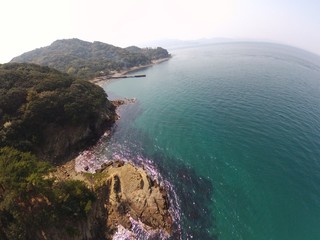 Japan Wakayama kada tomogasima island drone Helicopter shot