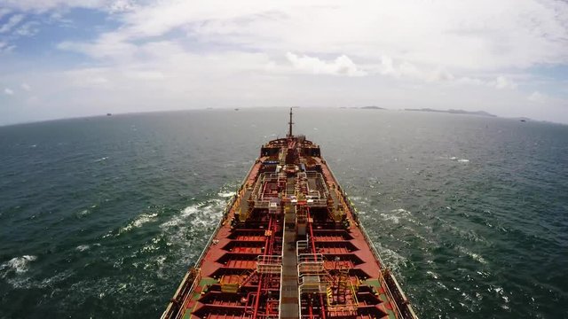 view footage of cargo ship sailing on sea, Time lapse