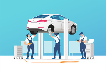 Car service and repair. Vector illustration.