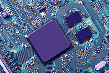 Electronic circuit board close up.