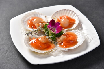 salad with smoked salmon and red caviar