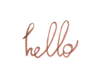 Hello. Hand written watercolor lettering.