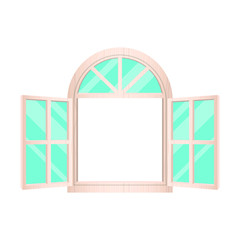 Opened wooden windows vector design illustration isolated on white background