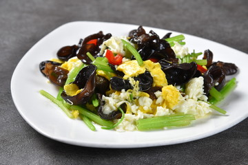 fresh salad with cheese and black olives