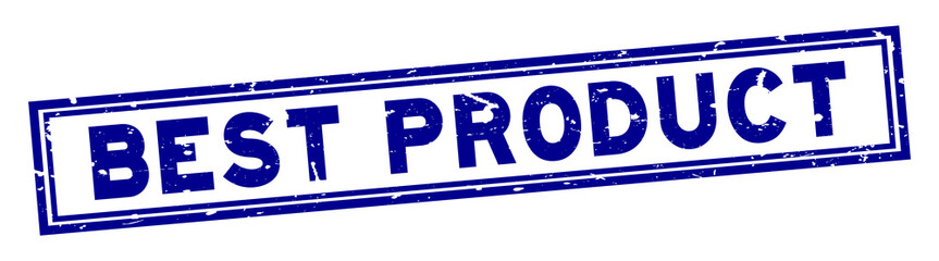 Grunge blue best product word squre rubber seal stamp on white background
